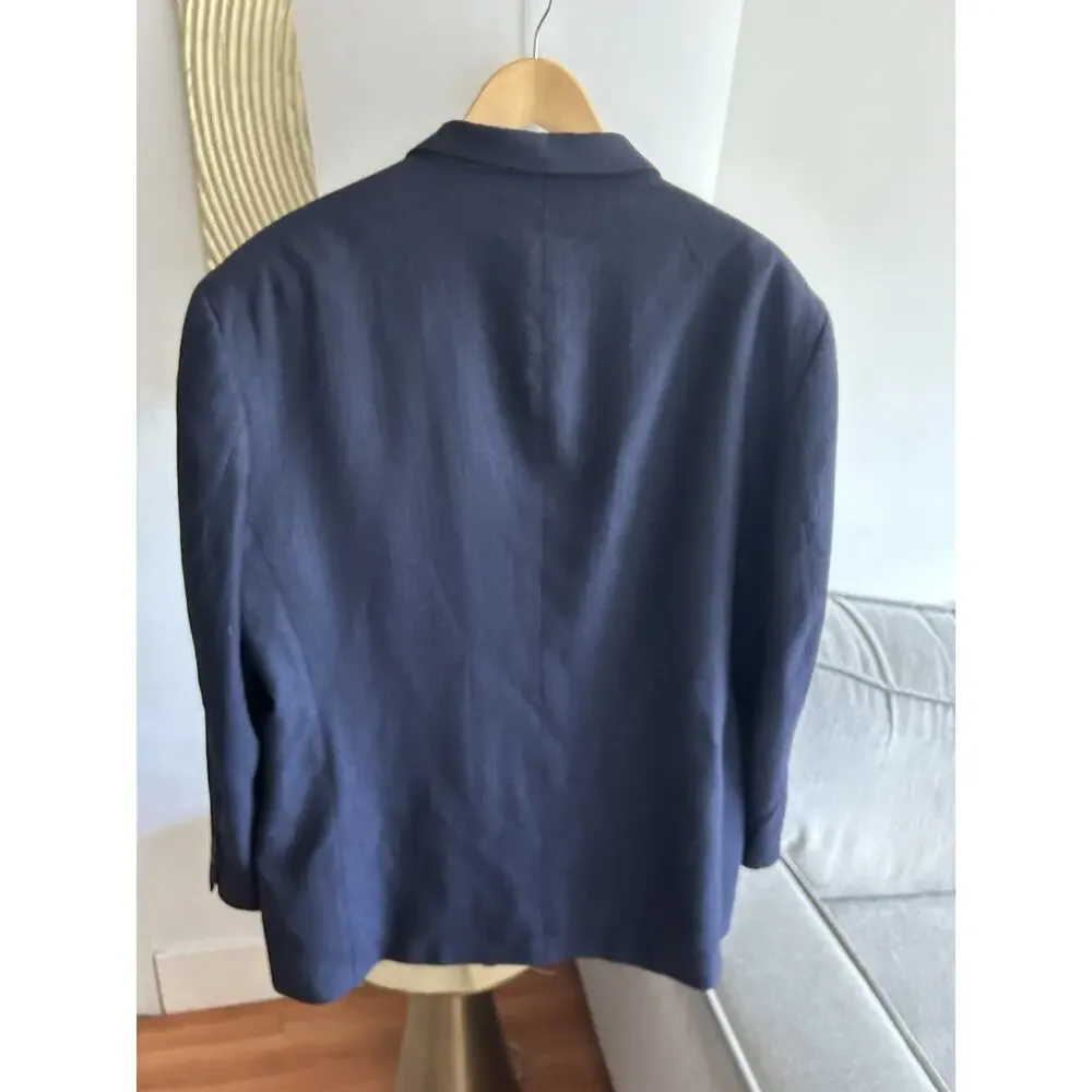 Nautica Silk Wool Blazer Sport Jacket 48R Preppy Coastal.Blue Old Money